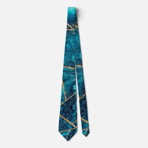 Corbata Monograma de la Moda de Geode de la naranja azul d