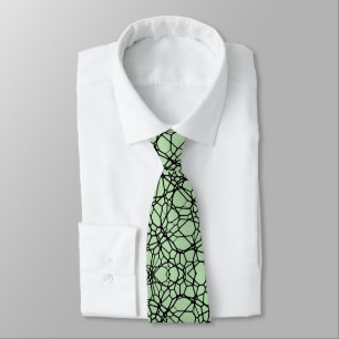Corbata Monograma de línea geométrica vertical verde y jug
