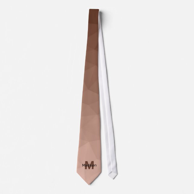 Corbata Monograma de malla geométrica marrón Mocha (Anverso)