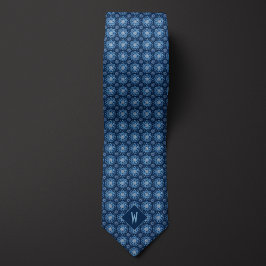Corbata Monograma de Mandala azul brillante