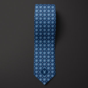 Corbata Monograma de Mandala azul brillante