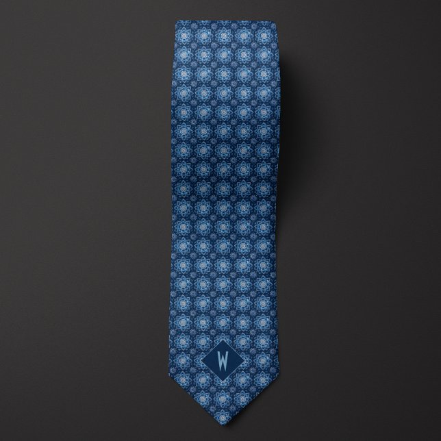 Corbata Monograma de Mandala azul brillante (Subido por el creador)