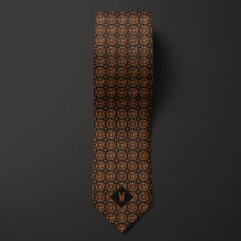 Corbata Monograma de Mandala de Cobre Elegante