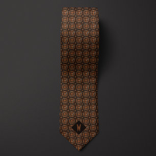 Corbata Monograma de Mandala de Cobre Elegante