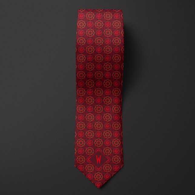 Corbata Monograma de Mandala Rojo Fuego (Subido por el creador)
