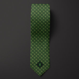 Corbata Monograma de Mandala Tribal Verde