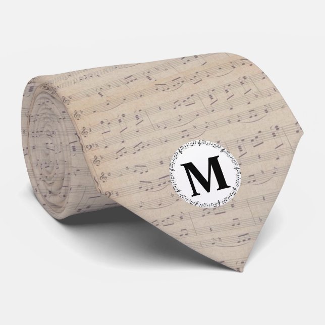 Corbata Monograma de patrón de notas de hojas de cosecha (Enrollado)