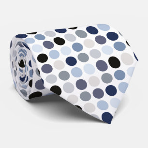 Corbata monograma de patrones de puntos de polka gris azul