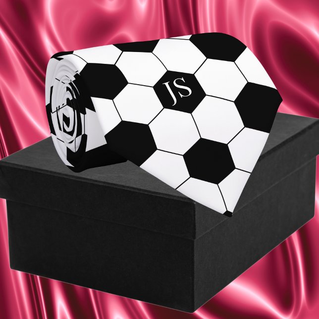 Corbata Monograma de pelota de fútbol personalizada (Personalized Soccer Ball Monogram Neck Tie)