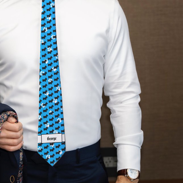Corbata Monograma de perro de Escocia negra (Subido por el creador)