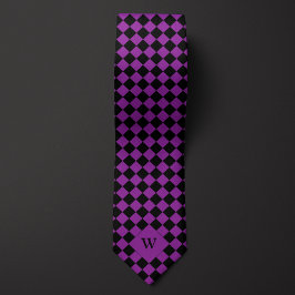 Corbata Monograma de Purple Business Checkered