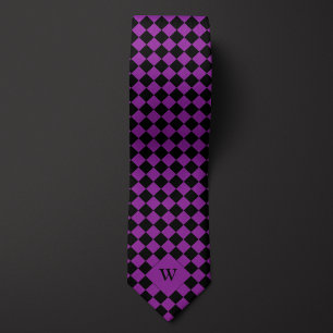 Corbata Monograma de Purple Business Checkered