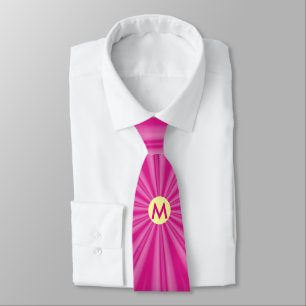 Corbata Monograma de ráfaga de sol brillante rosa caliente