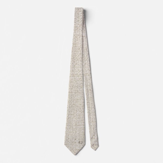 Corbata Monograma de textura de línea beige (Anverso)