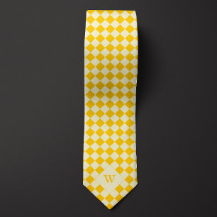 Corbata Monograma de Yellow Checkered Casual