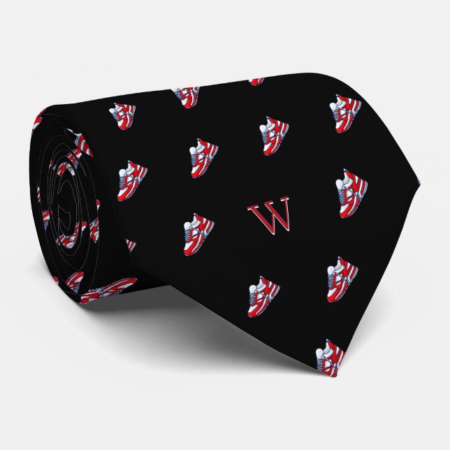 Corbata Monograma del colector rojo blanco del limpiador n (Enrollado)