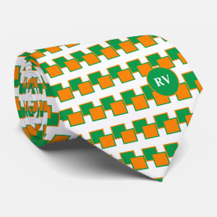Corbata Monograma del patrón de Naranja blanco verde de Ir