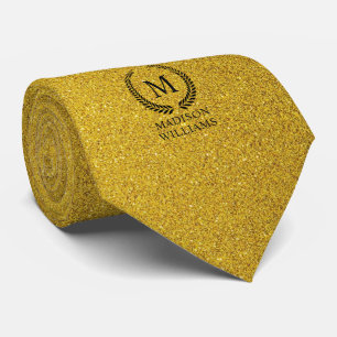 Corbata Monograma dorado negro y dorado personalizado