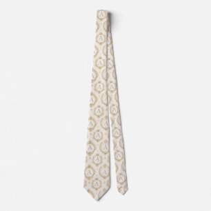 Corbata Monograma Dorado Personalizado de Lujo Barroco Rea