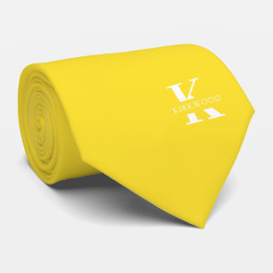 Corbata Monograma elegante amarillo piña + nombre   De Un
