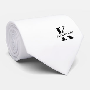 Corbata Monograma elegante Blanco negro