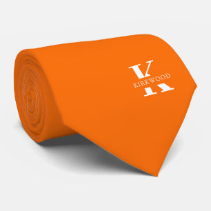 Corbata Monograma elegante del Naranja del tigre + nombre