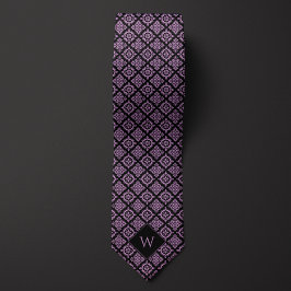 Corbata Monograma elegante morado y árabe negro