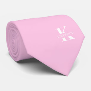 Corbata Monograma elegante rosado de Rubor + nombre   De D