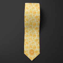 Corbata Monograma floral amarillo mostaza
