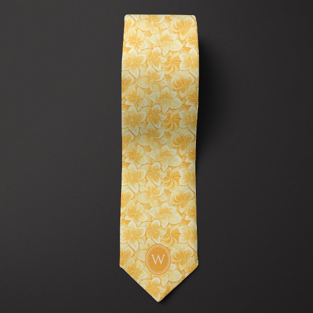 Corbata Monograma floral amarillo mostaza (Subido por el creador)