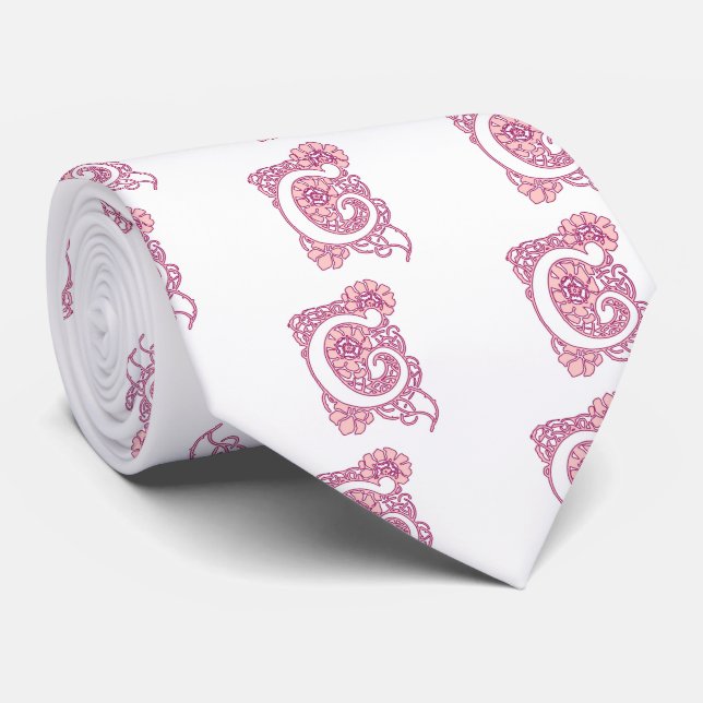 Corbata Monograma floral Art Nouveau C (Enrollado)