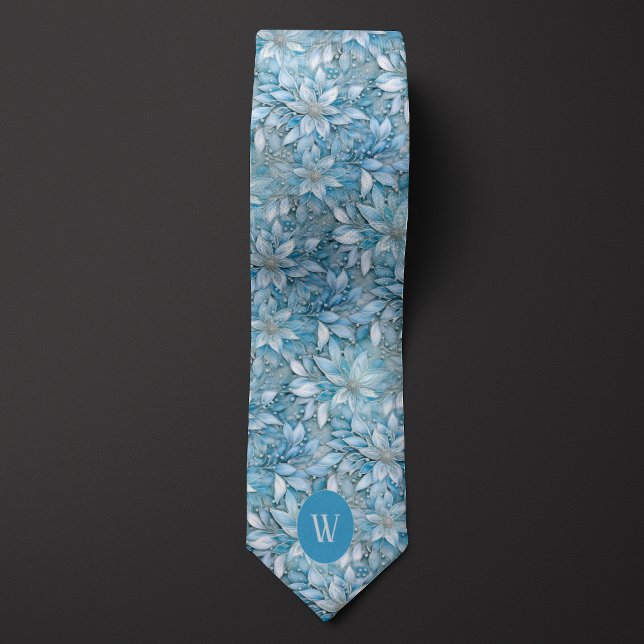 Corbata Monograma Floral Azul Hielo (Subido por el creador)