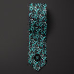 Corbata Monograma floral de acuarela verde azulada y negra<br><div class="desc">Los colores intensos y los tonos suaves hacen de este diseño floral de acuarela único una adición impresionante a la colección de corbata de cuello de un hombre. El monograma añade un toque de personalización. Asegúrese de comprobar nuestros calcetines coincidentes que presentan el mismo patrón floral de acuarela para crear...</div>