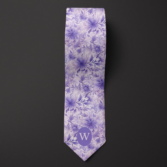 Corbata Monograma Floral Lavanda (Subido por el creador)