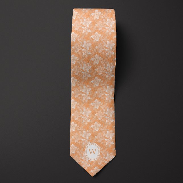 Corbata Monograma Floral Peach (Subido por el creador)