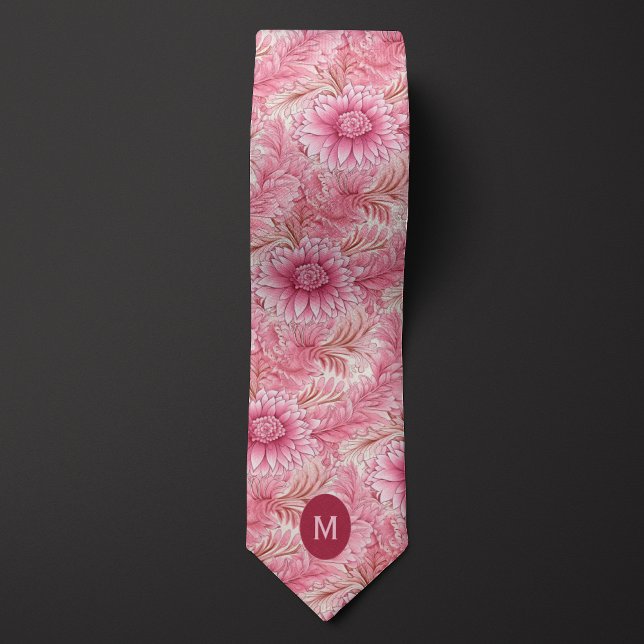 Corbata Monograma Floral Rosa (Subido por el creador)
