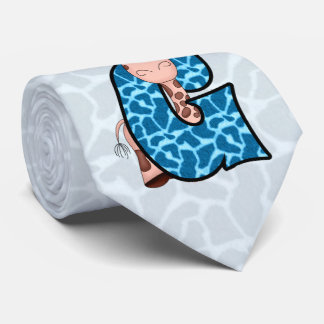 Corbata Monograma "G" para niños | Giraffe azul y marrón