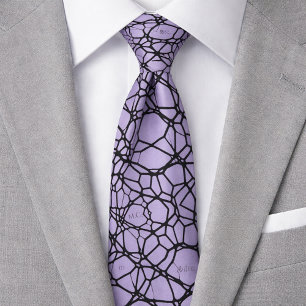 Corbata Monograma geométrico juguetón de lavanda