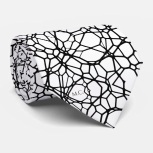 Corbata Monograma geométrico rápido blanco negro