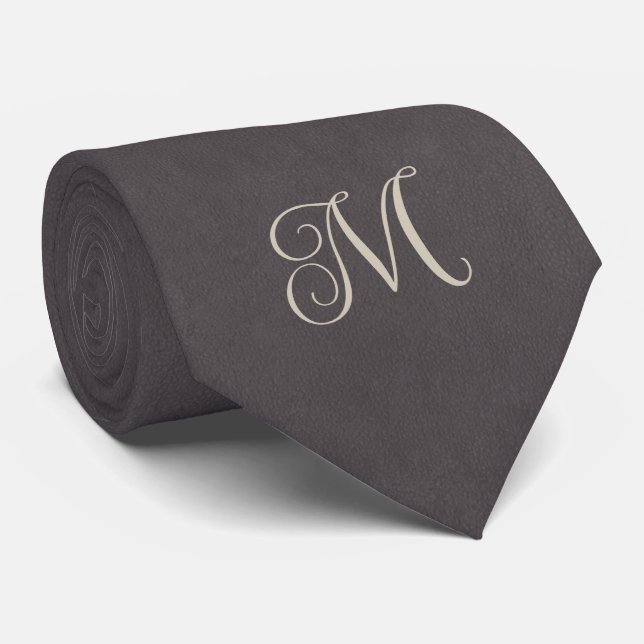 Corbata Monograma Gris Carbón (Enrollado)