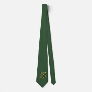 Corbata Monograma Inicial E Margaritas Arte Verde 