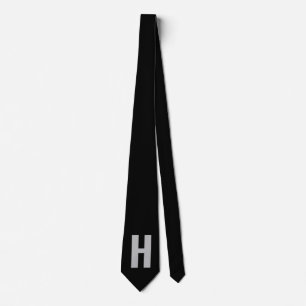 Corbata Monograma Inicial Simple Sobredimensionado Negro y