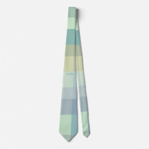 Corbata Monograma Iniciales Pastel Tiras Retro Verde azula