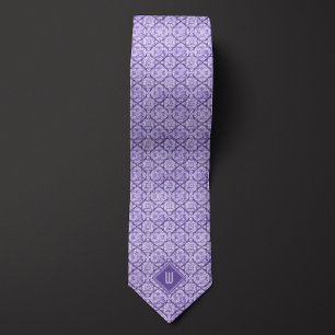 Corbata Monograma inspirado en la floración púrpura Pastel