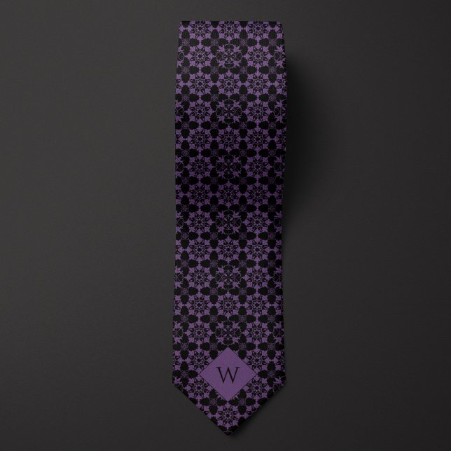 Corbata Monograma intrincado morado y árabe negro (Subido por el creador)