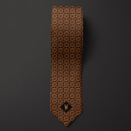 Corbata Monograma Mandala de Cobre sobre Negro