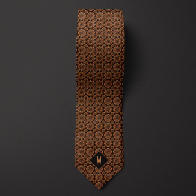 Corbata Monograma Mandala de Cobre sobre Negro (Subido por el creador)