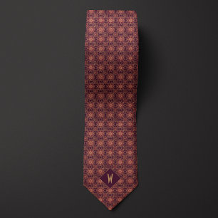 Corbata Monograma Mandala Elegante Burgundy y Oro
