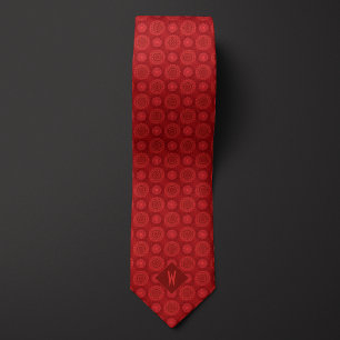 Corbata Monograma Mandala Rojo Granate
