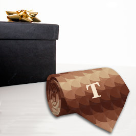 Corbata Monograma marrón de círculos geométricos retro